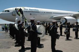 Empfang für den neuen Airbus 330-200 auf dem Flughafen nahe Windhoek